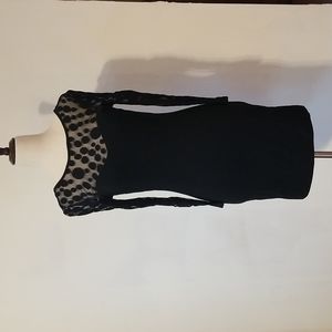 Black dress with lace polka dot top